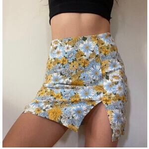 Urban Outfitters Darren Notched Linen Mini Skirt Size M